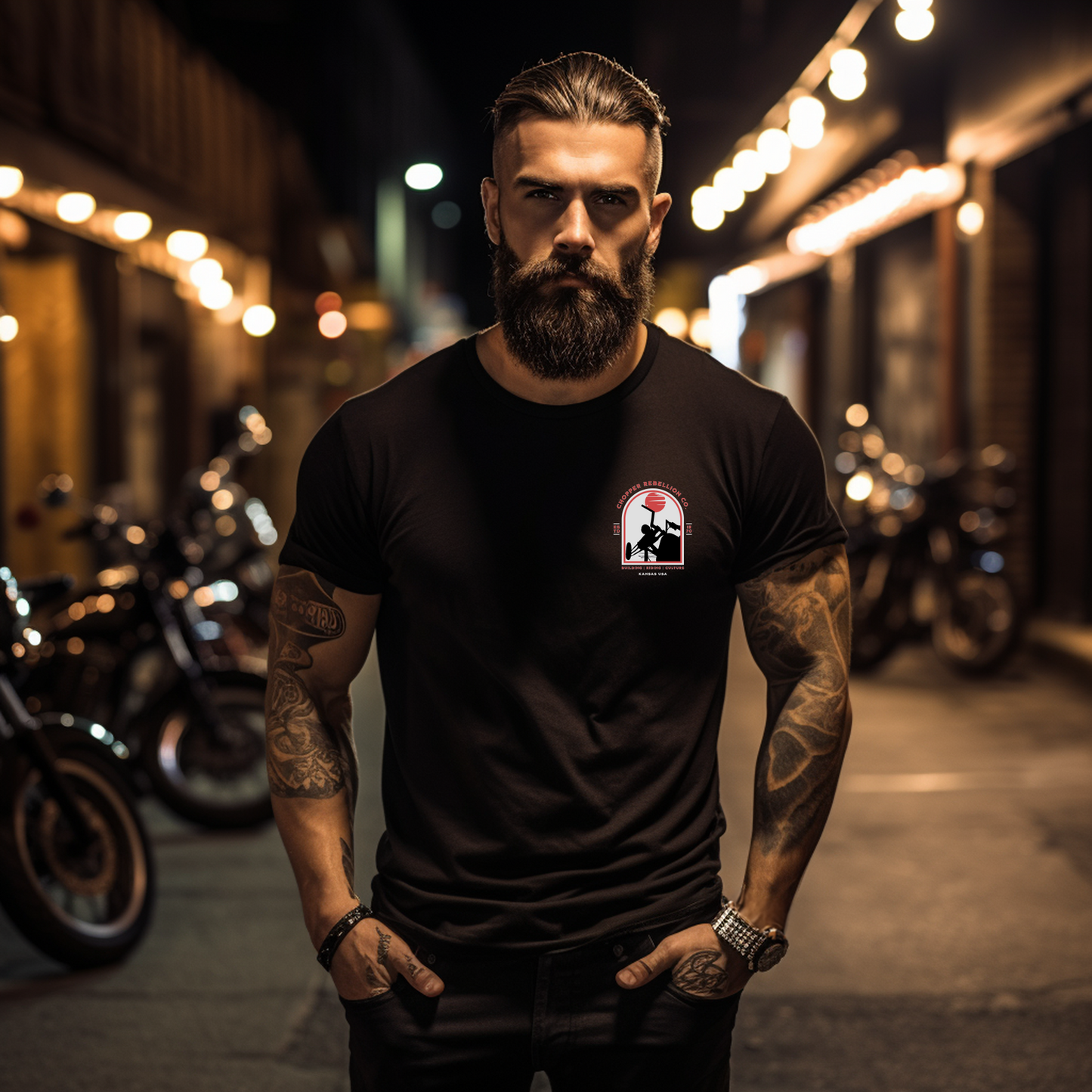 Chopper Rebellion Co. Tombstone Build | Ride | Motorcycle Culture M BLK TEE B/F