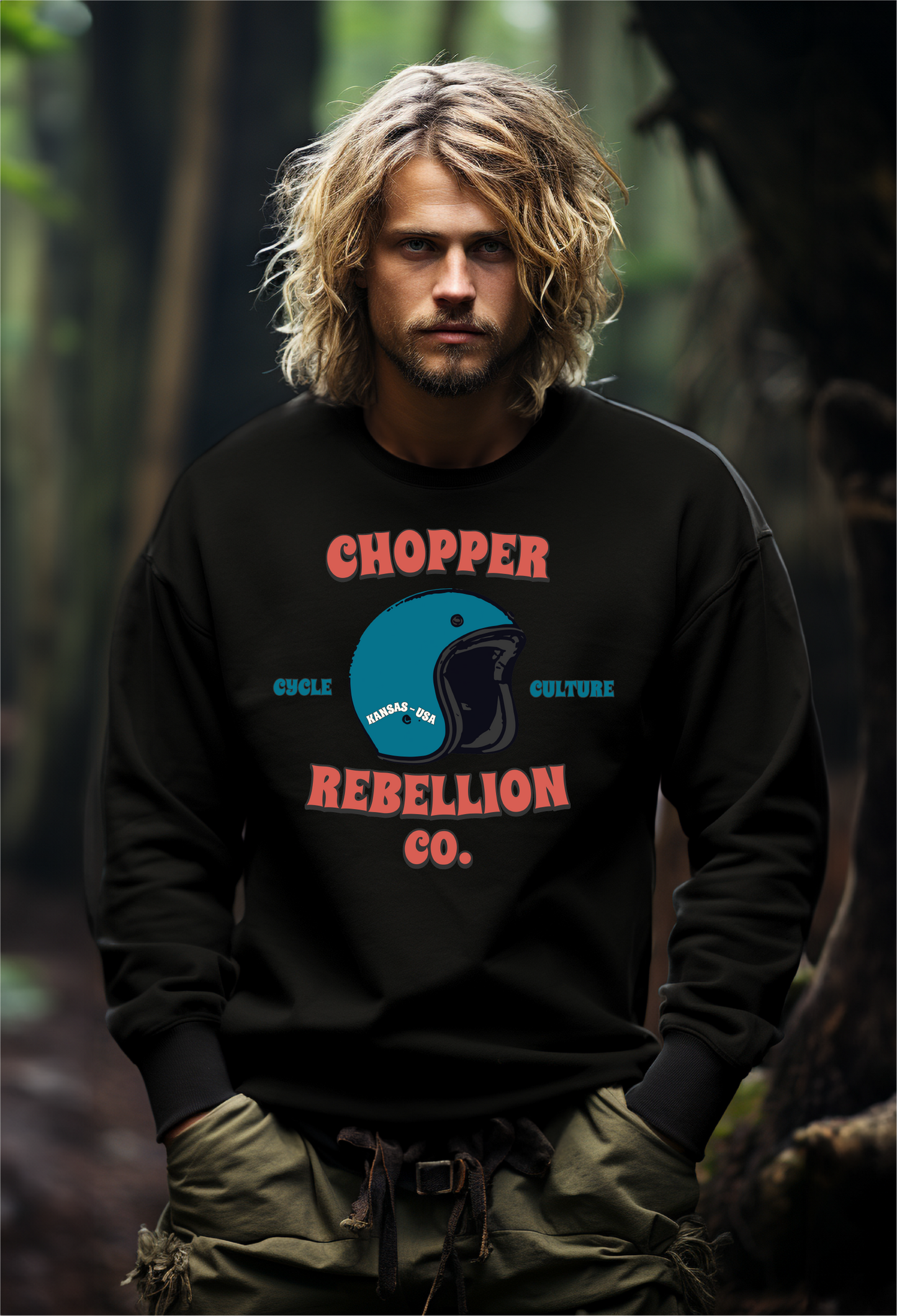 Chopper Rebellion Co. Helmet Cycle Culture Retro M BLK Sweatshirt