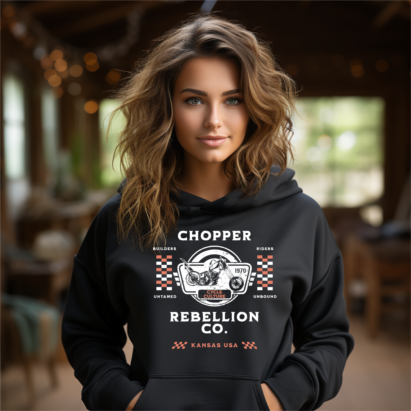 Chopper Rebellion Co. Represents Builders - Riders - Culture W BLK Hoodie