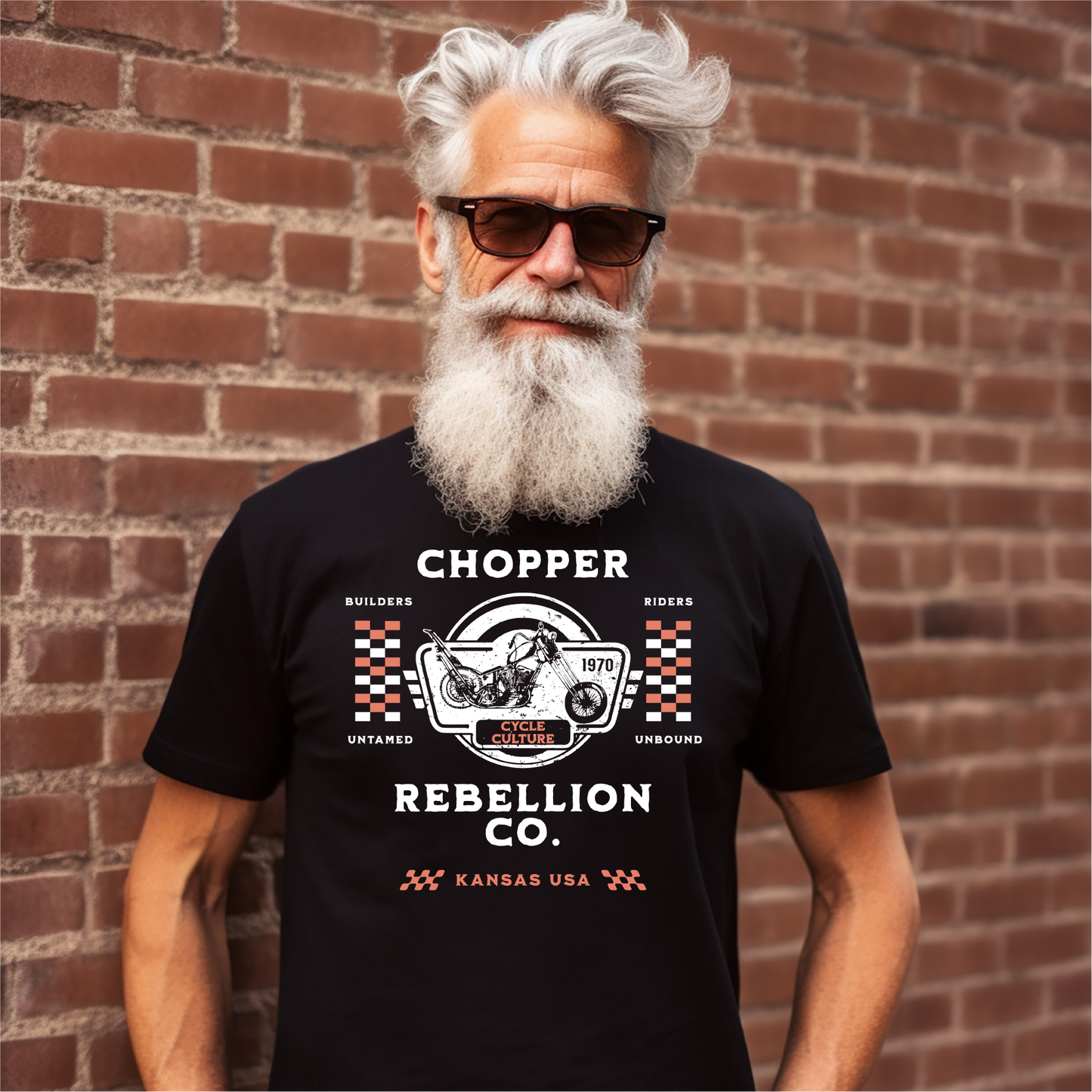 Chopper Rebellion Co. Represents Builders, Riders, Cycle Culture M BLK Tee