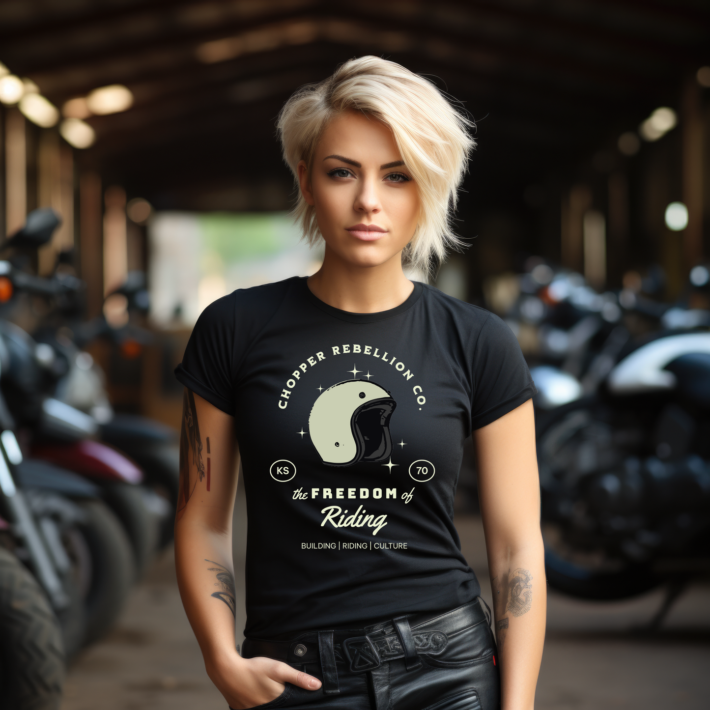 Chopper Rebellion Co. Freedom of Riding W BLK Tee