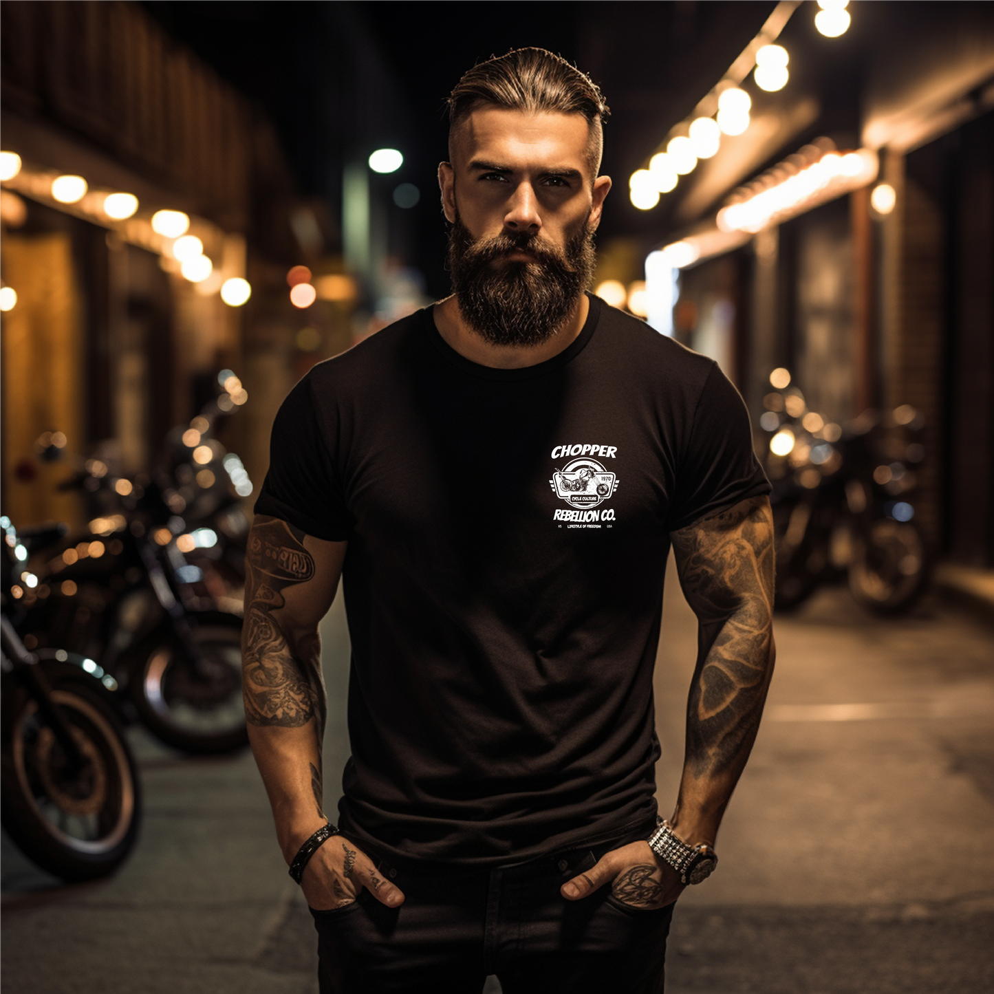 Chopper Rebellion Co. Lifestyle of Freedom M BLK TEE B/F