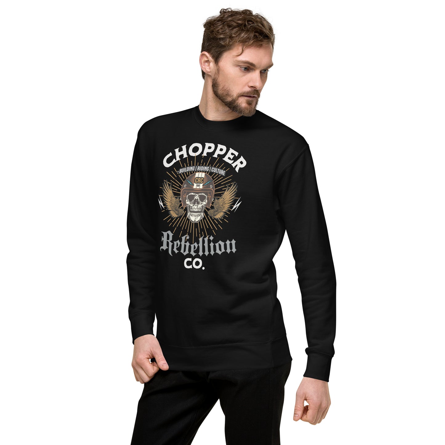 Chopper Rebellion Co. Skull Helmet M BLK Sweatshirt