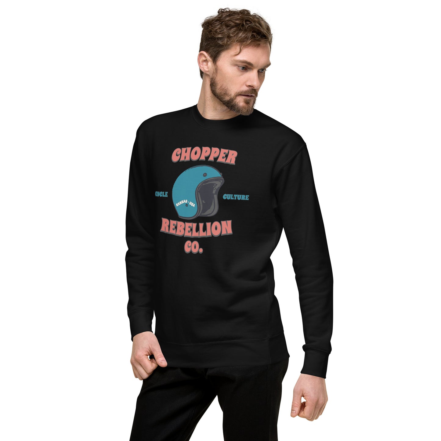 Chopper Rebellion Co. Helmet Cycle Culture Retro M BLK Sweatshirt