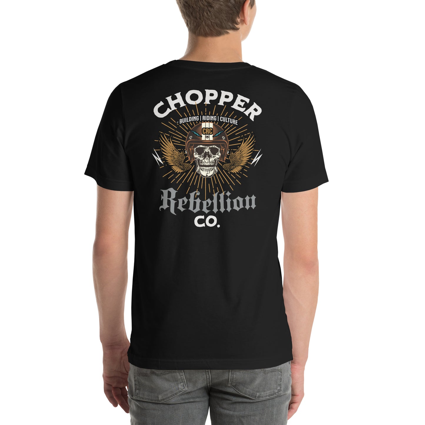 Chopper Rebellion Co. Skull Helmet M BLK Tee