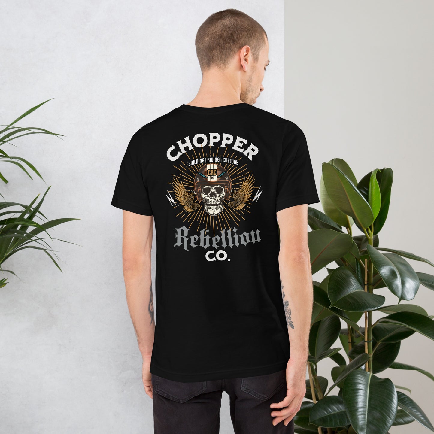 Chopper Rebellion Co. Skull Helmet M BLK Tee