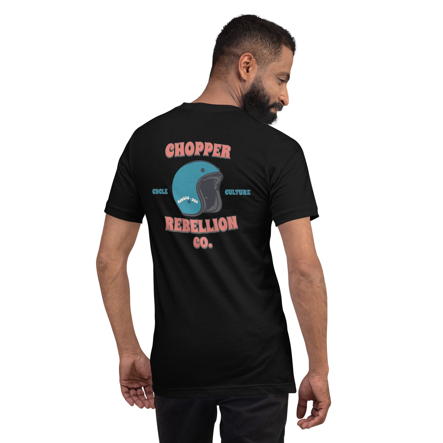 Chopper Rebellion Co. Helmet Cycle Culture Retro M BLK TEE B/F