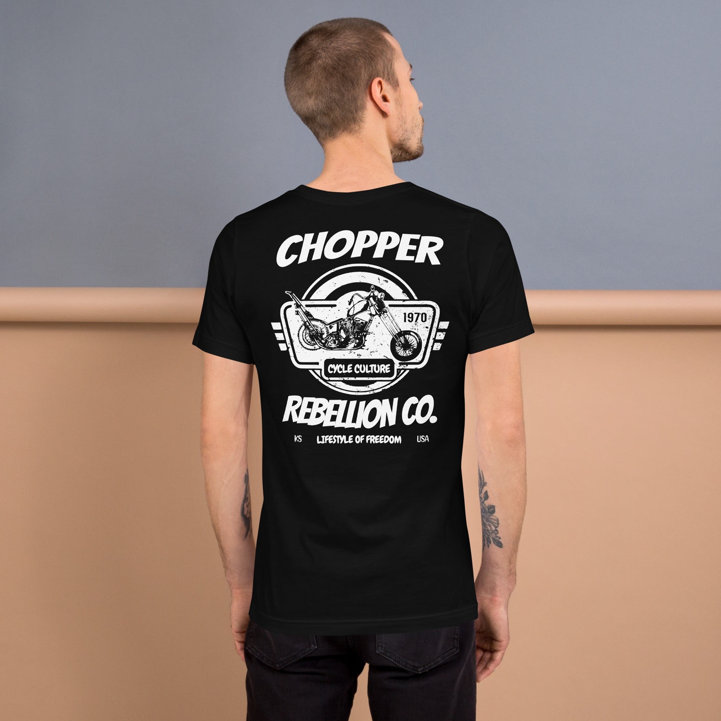 Chopper Rebellion Co. Lifestyle of Freedom M BLK TEE B/F