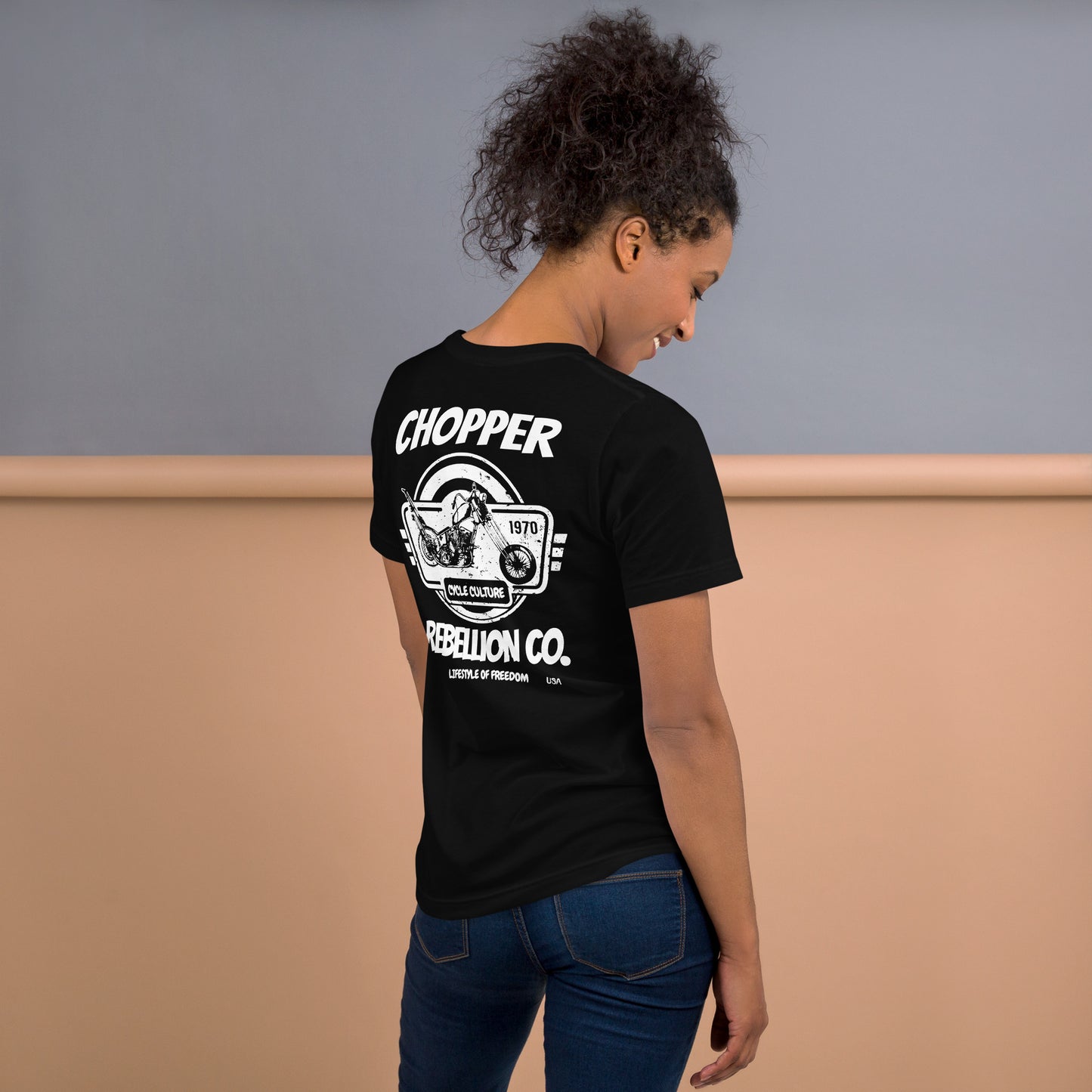 Chopper Rebellion Co. Lifestyle of Freedom W BLK TEE B/F