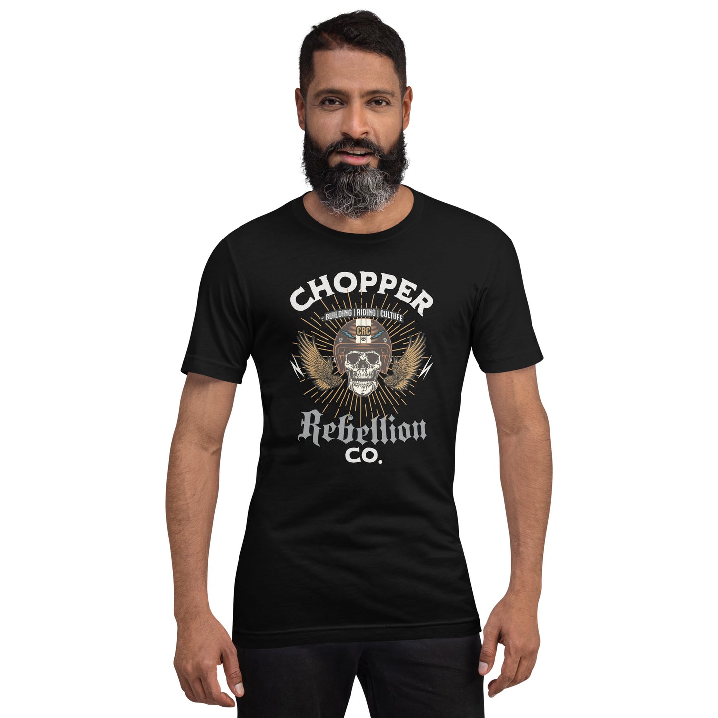 Chopper Rebellion Co. Skull Helmet M BLK Tee Front