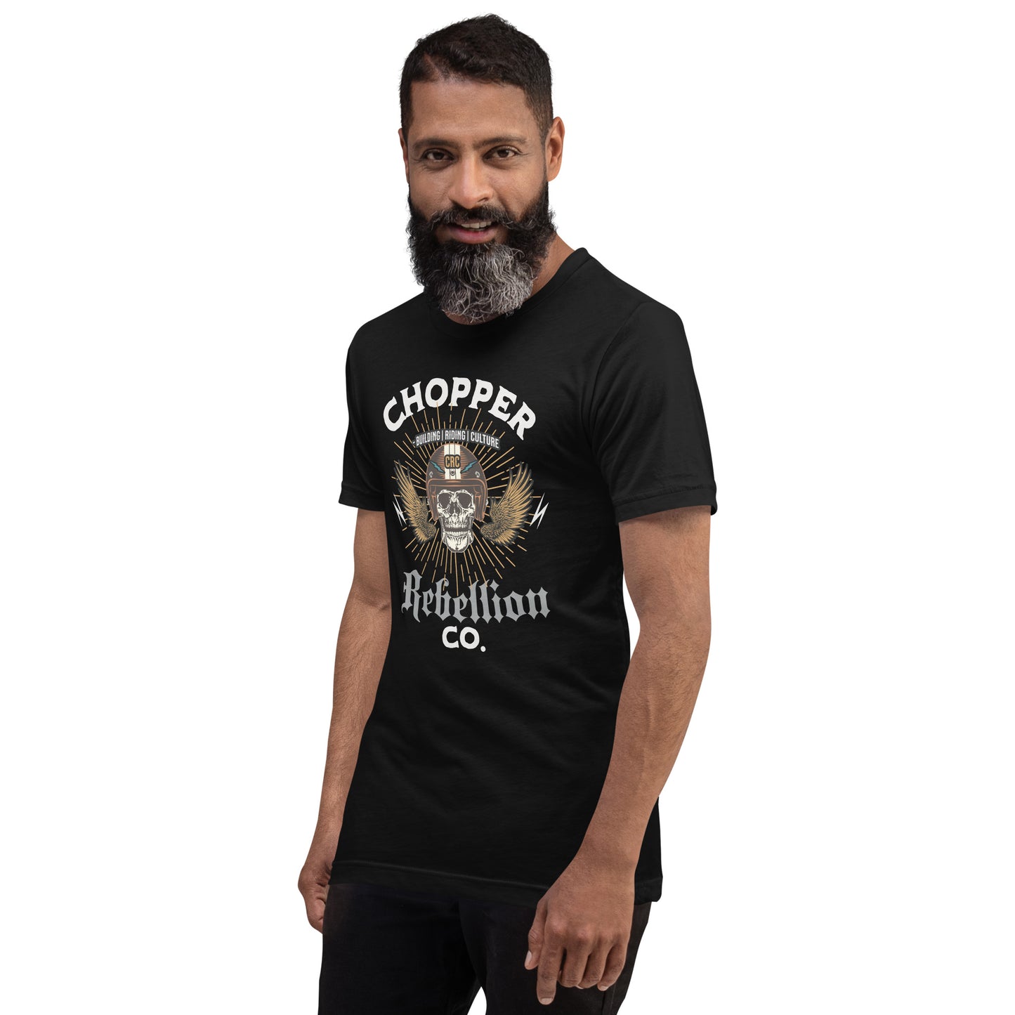 Chopper Rebellion Co. Skull Helmet M BLK Tee Front