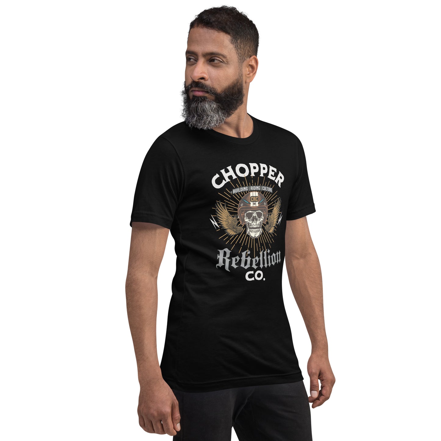 Chopper Rebellion Co. Skull Helmet M BLK Tee Front